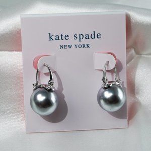 NWT.Kate Spade Classic Shine On Silver Pearl Drop Earrings (Silver Plated) (NWT)